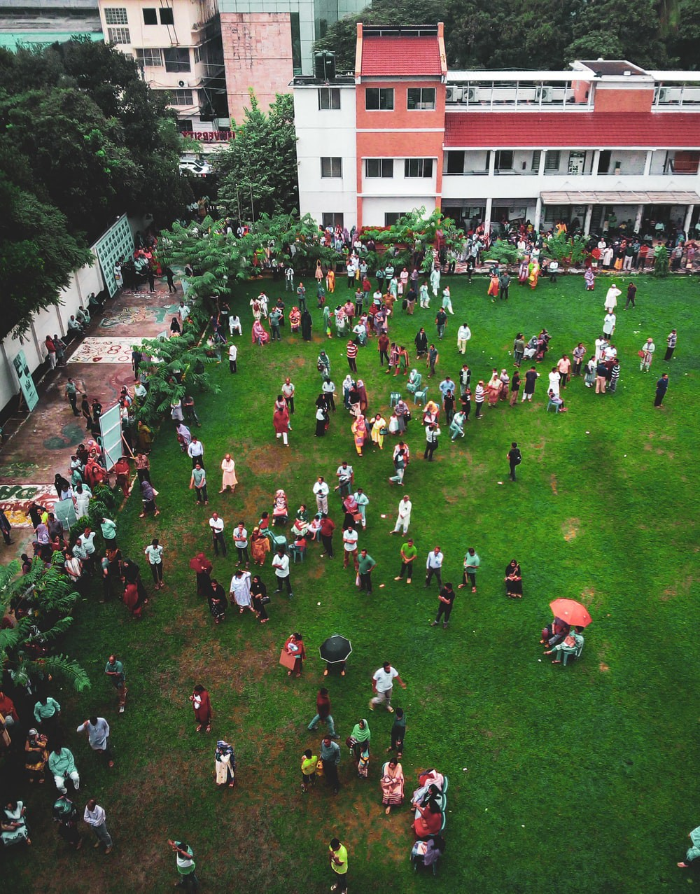 areal view of a bustling pakistani wedding